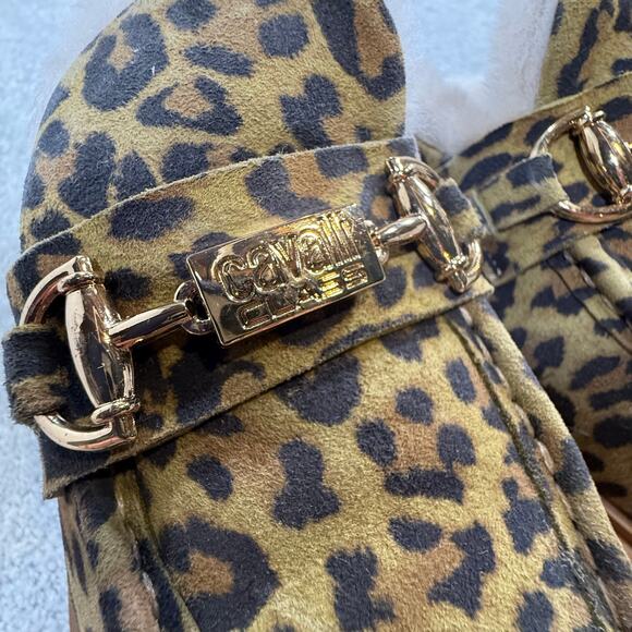 Roberto Cavalli Class NIB Cortina Faux Fur Lug Loafer Mule Leopard Buckle Sz 8M - Picture 14 of 14